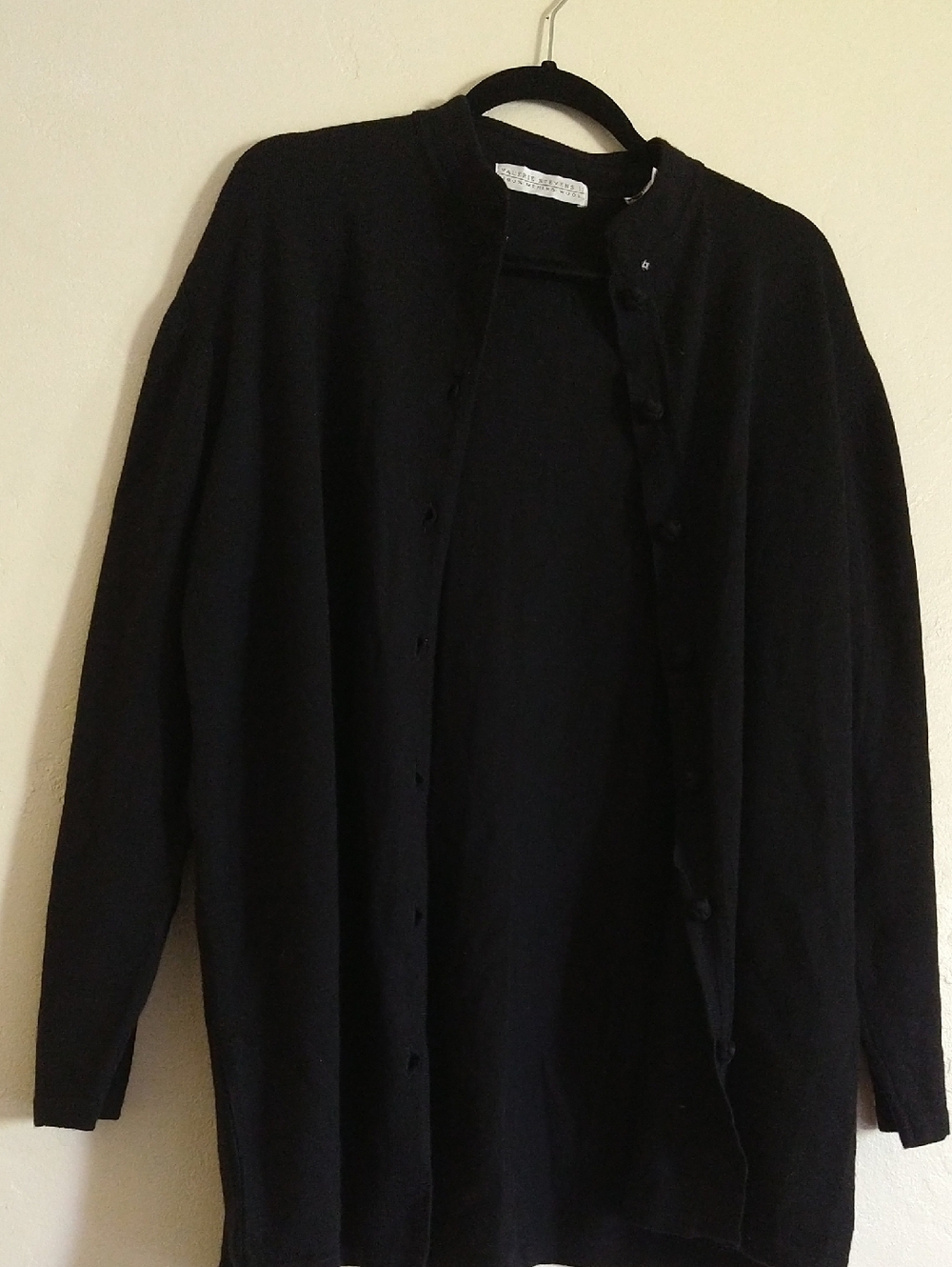 Valerie Stevens II 100% Merino Wool Black Long Button-Up Cardigan 1x